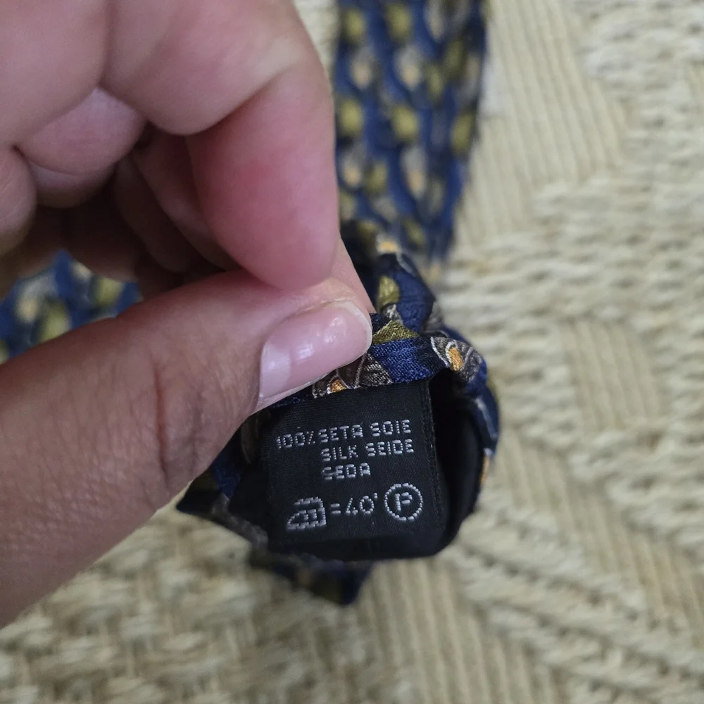 Ermenegildo Zegna Blue Tie with Gold and Silver Pattern